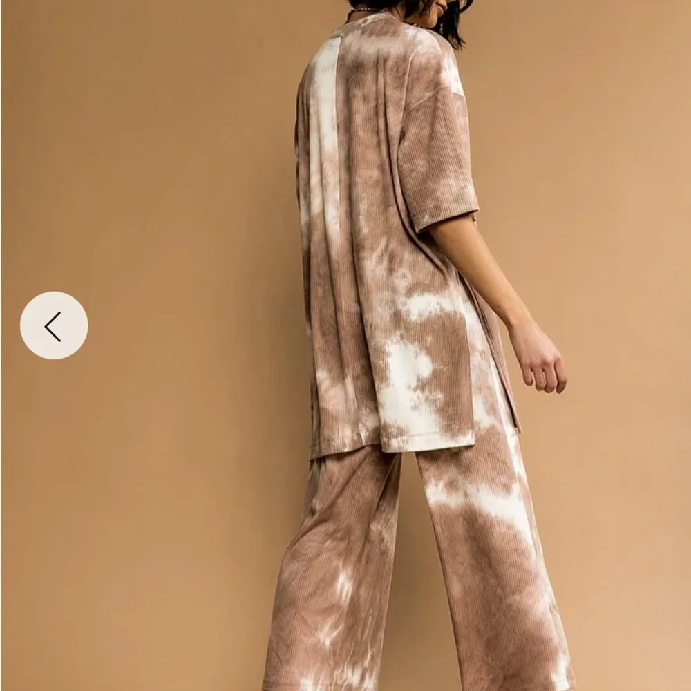 Dressed in LALA Tan Tie-Dye Pants & Top Set - Picture 4 of 5